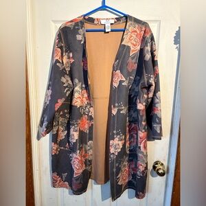 Magaschoni Floral Cardigan in Gray and Pink